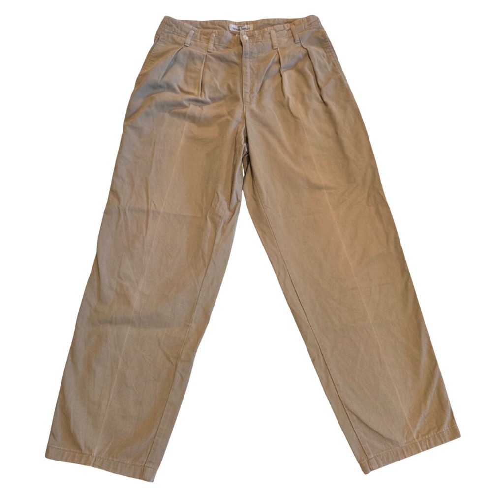 Vintage 80s Guess Georges Marciano Chino Pants Pleated Tapered USA Tan 33x29